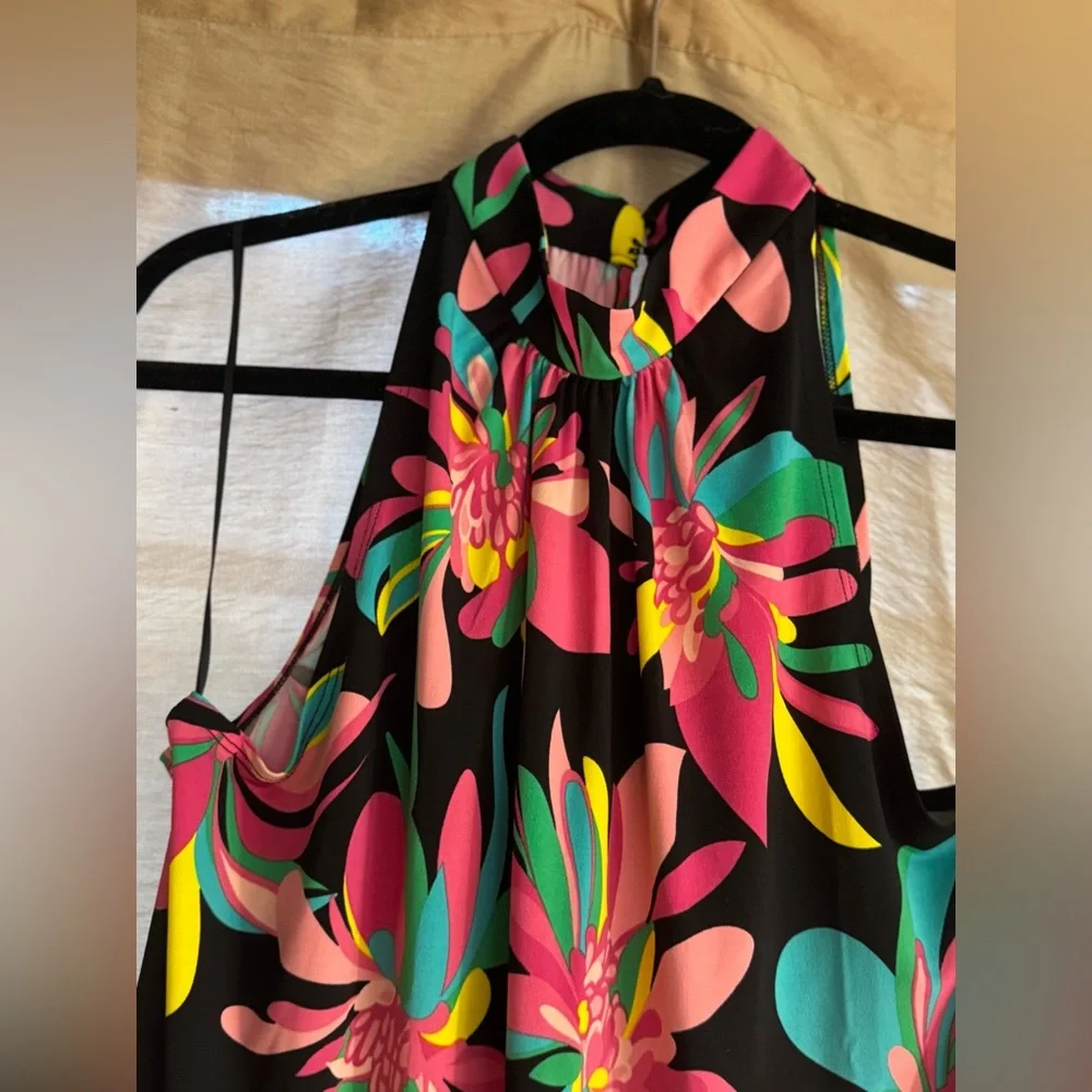 Trina Turk Multicolor Floral Print Halter Mini Dress Size L - Picture 5 of 7